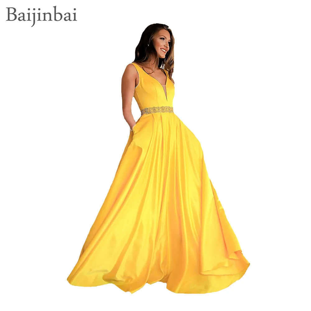Baijinbai Elegant Prom Dresses Yellow Illusion V Neckline Open Back Ball Gown Party Dress Vestidos De Festa Beaded Evening Gowns
Baijinbai Elegant Prom Dresses Yellow Illusion V Neckline Open Back Ball Gown Party Dress Vestidos De Festa Beaded Evening Gowns