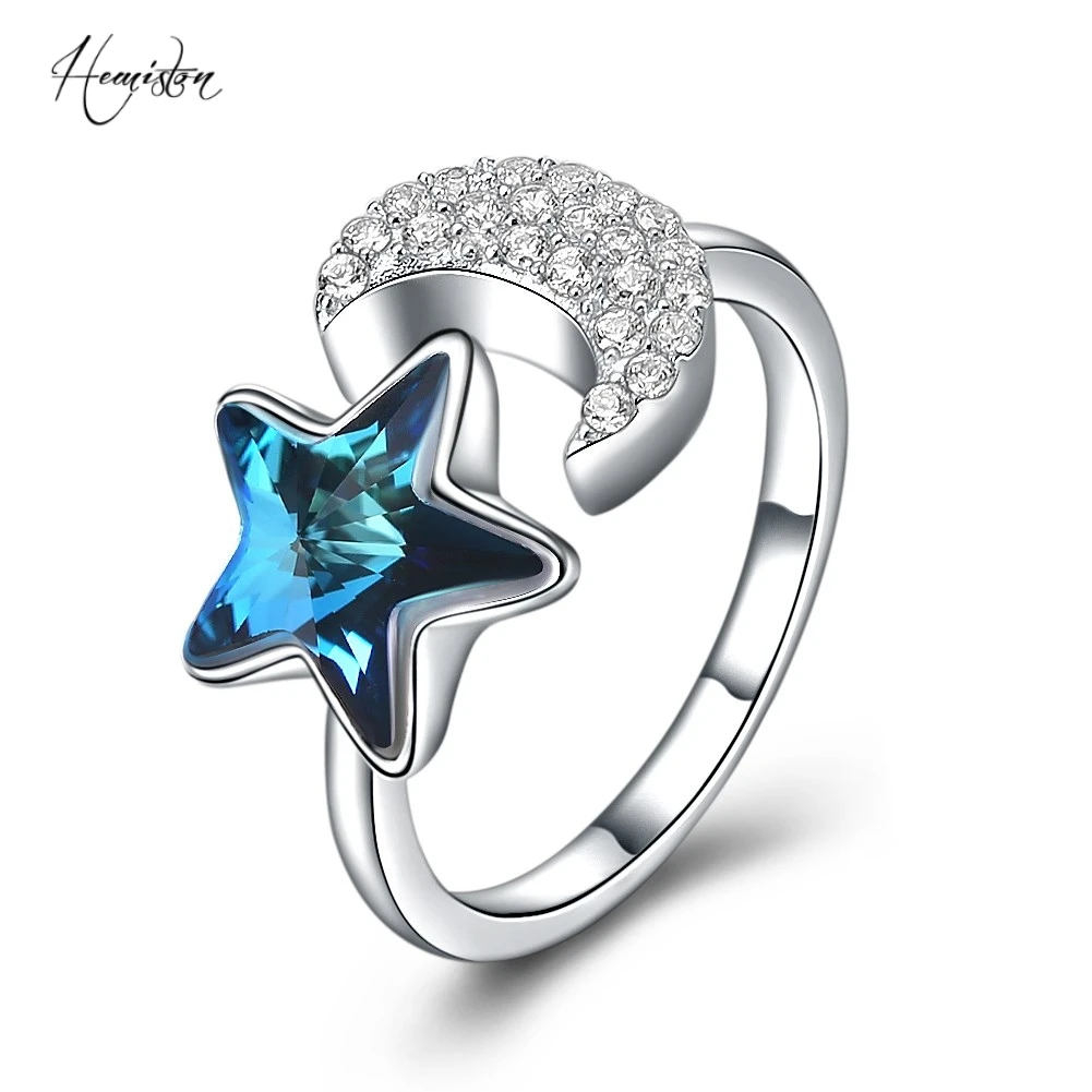 Hemiston Luxury Antique 100% 925 Sterling Silver Blue Crystal Star White Zircon Moon Rings for Women Jewelry
Hemiston Luxury Antique 100% 925 Sterling Silver Blue Crystal Star White Zircon Moon Rings for Women Jewelry