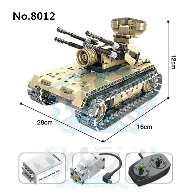 DIY 457pcs Building Blocks 8012 Technic Military Remote Control RC Self-propelled Anti-aircraft Guns Tank 360 Rotate USB Toys
DIY 457pcs Building Blocks 8012 Technic Military Remote Control RC Self-propelled Anti-aircraft Guns Tank 360 Rotate USB Toys