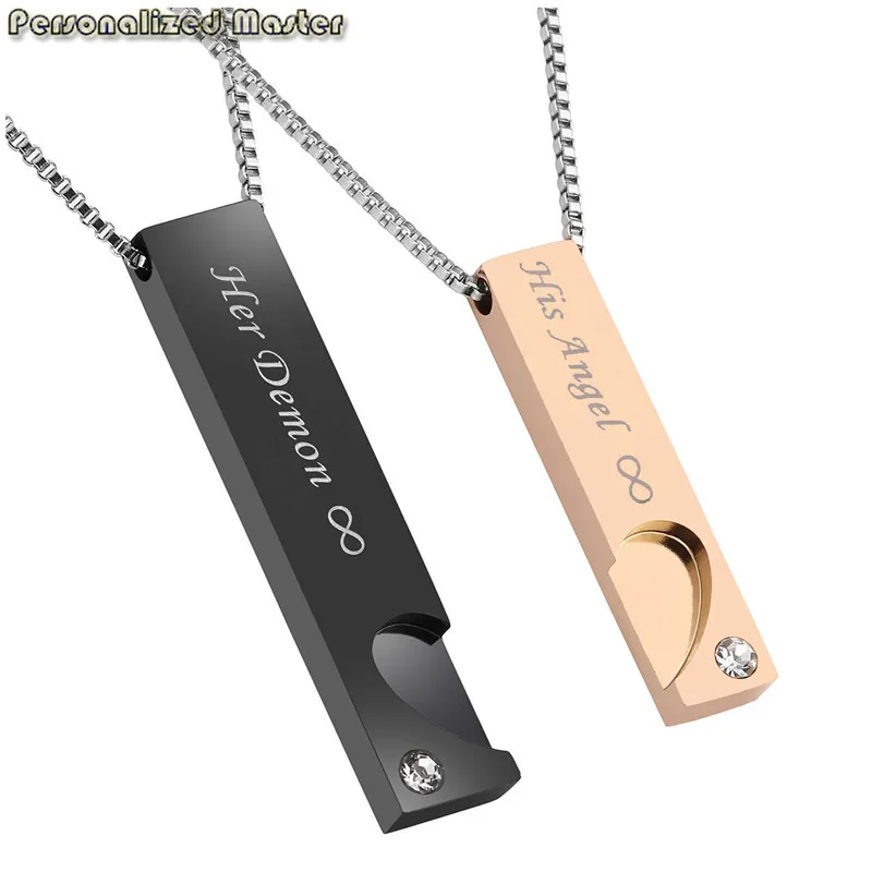 Free Engraving - Personalized Custom Stainless Steel "His Angel Her Demon" Love Infinity Pendnt Necklaces Set for couples 2pcs
Free Engraving - Personalized Custom Stainless Steel "His Angel Her Demon" Love Infinity Pendnt Necklaces Set for couples 2pcs