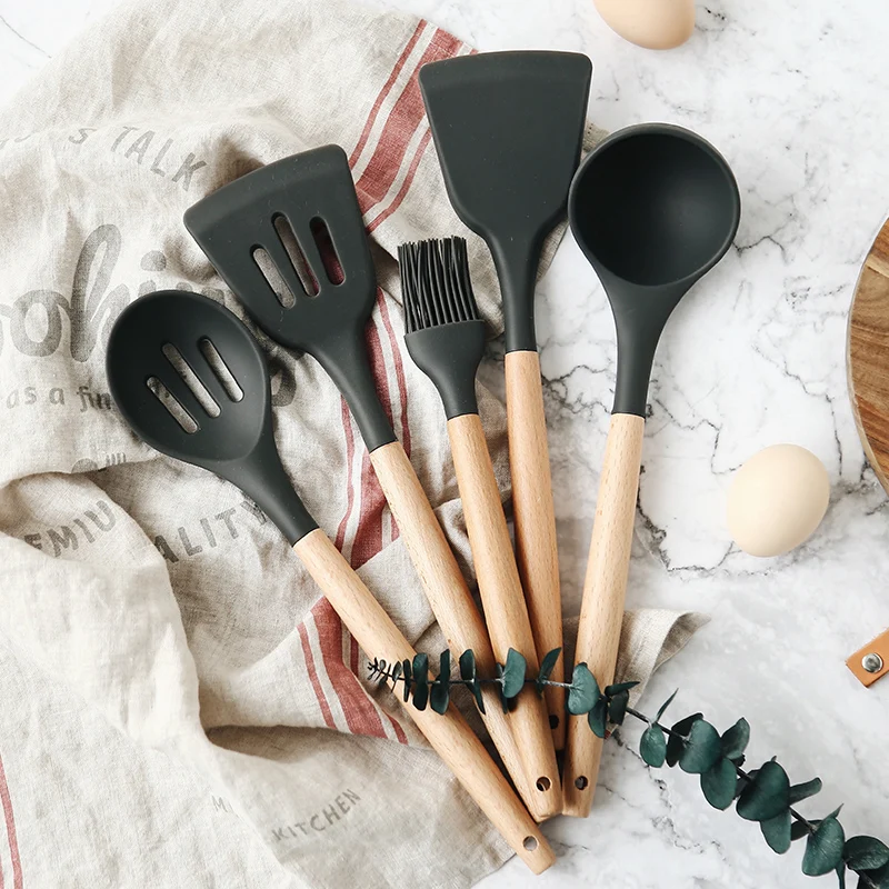 1PC Kitchen Cooking Utensils Food Grade Silicone Wood Handle Cookware Kitchen Cooking Tools Spatula And Ladle Baking Tools
1PC Kitchen Cooking Utensils Food Grade Silicone Wood Handle Cookware Kitchen Cooking Tools Spatula And Ladle Baking Tools