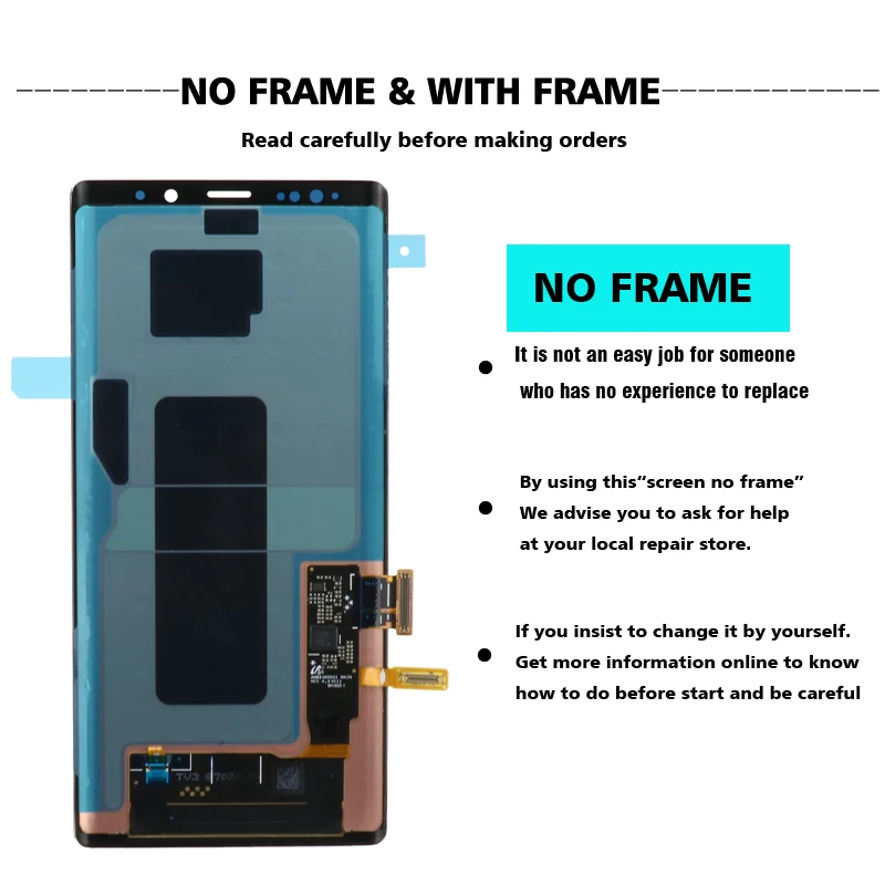 Сенсорный ЖК дисплей с рамкой 6 4'' для SAMSUNG GALAXY Note 9 Note9 N960F|Экраны мобильных