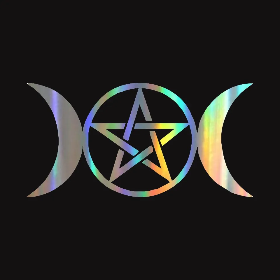 Anycuros Triple Moon Goddess Wicca Pentacle Cartoon Stickers Decals 15cm7 (3)