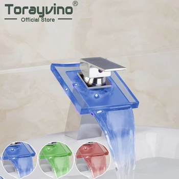 Bathroom LED Faucet Polished Chrome Water-fall LED Light Brass Glass Bathroom Deck Mounted Basin Faucet Mixer Tap
Bathroom LED Faucet Polished Chrome Water-fall LED Light Brass Glass Bathroom Deck Mounted Basin Faucet Mixer Tap