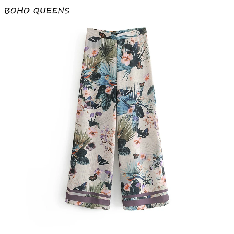 Vintage chic elegant women bohemian birds print wide leg pants ladies casual loose linen Boho long pants oversize
Vintage chic elegant women bohemian birds print wide leg pants ladies casual loose linen Boho long pants oversize