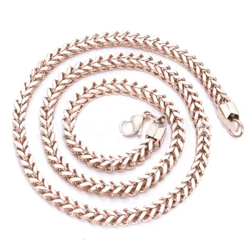 5.0mm 316L Stainless Steel Quartet Twisted Chain Necklace, Square Mill Chain Titanium Steel Rose Gold color, Choker Necklace 
5.0mm 316L Stainless Steel Quartet Twisted Chain Necklace, Square Mill Chain Titanium Steel Rose Gold color, Choker Necklace