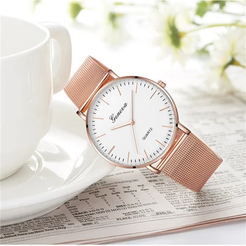 

Women's Watch 2020 New Stylish Geneva Rose Gold Dial Luxury Watches Alloy Watchband Girls Lady Casual Dress Wristwatch