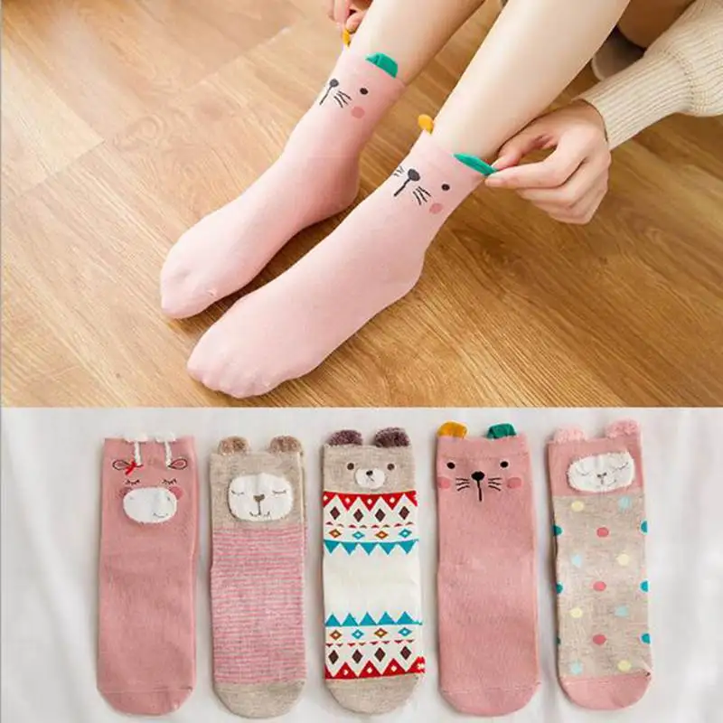 2y-10y Girls Socks,Kids Cute Cartoon Animal Novelty Seamless Cotton Socks