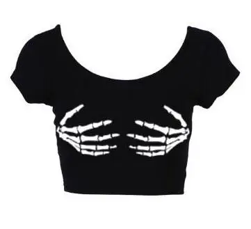 Tumblr Women Fashion Clothing Style Sexy Skull Cropeed Tops Tshirt Summer Skeleton Hands Crop tops
Tumblr Women Fashion Clothing Style Sexy Skull Cropeed Tops Tshirt Summer Skeleton Hands Crop tops