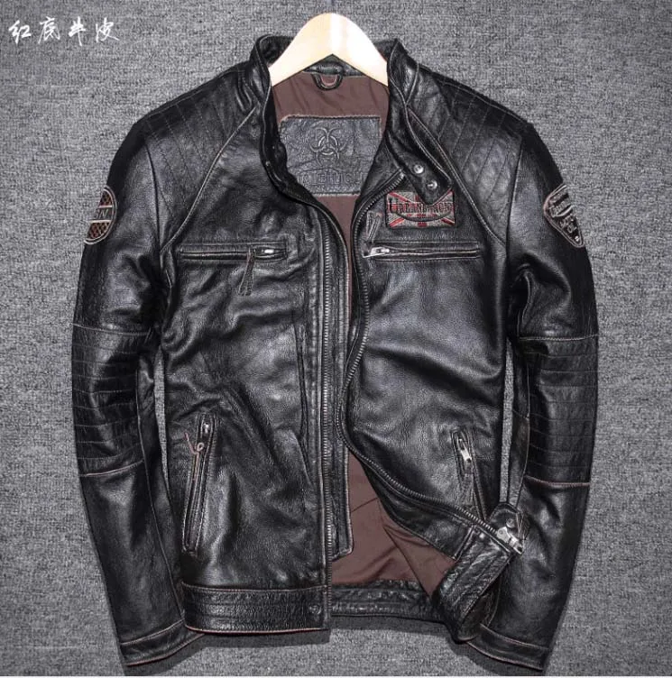2018 spring fashion man's genuine cowhide leather coat with letter badge motorcycle biker short jacket for male xxxxxxl 5xl 6xl
2018 spring fashion man's genuine cowhide leather coat with letter badge motorcycle biker short jacket for male xxxxxxl 5xl 6xl