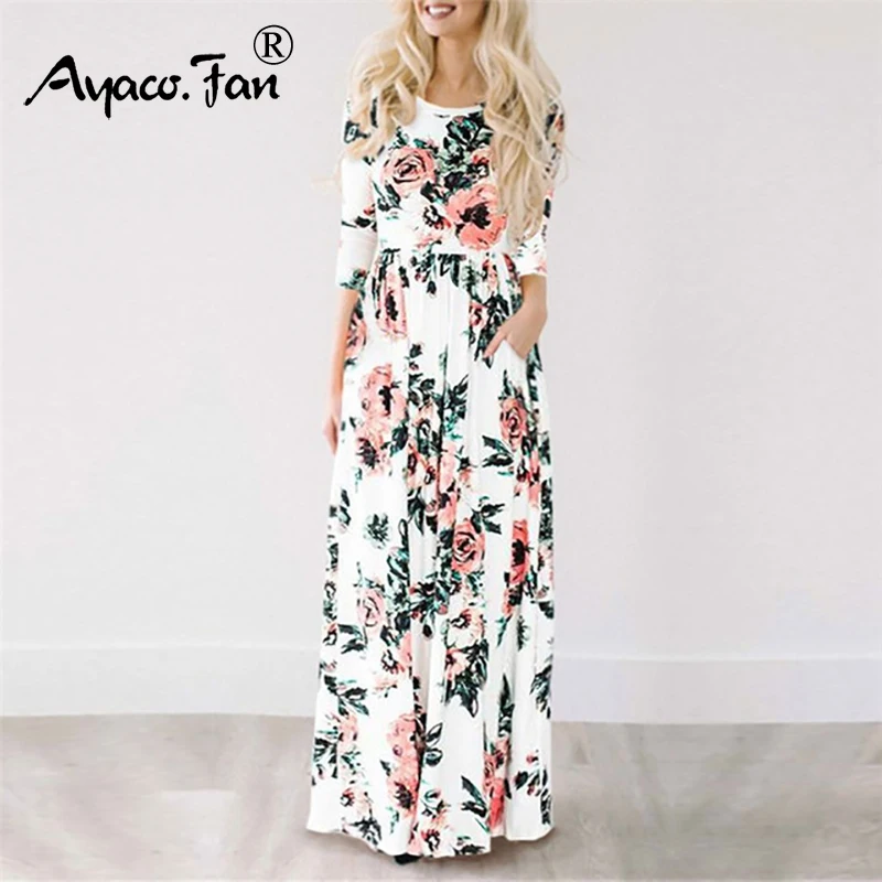 

Summer Long Dresses Floral Print Boho Beach Dress Tunic Maxi Dress Women Evening Party Dresses Sundress Vestidos de festa XXXL