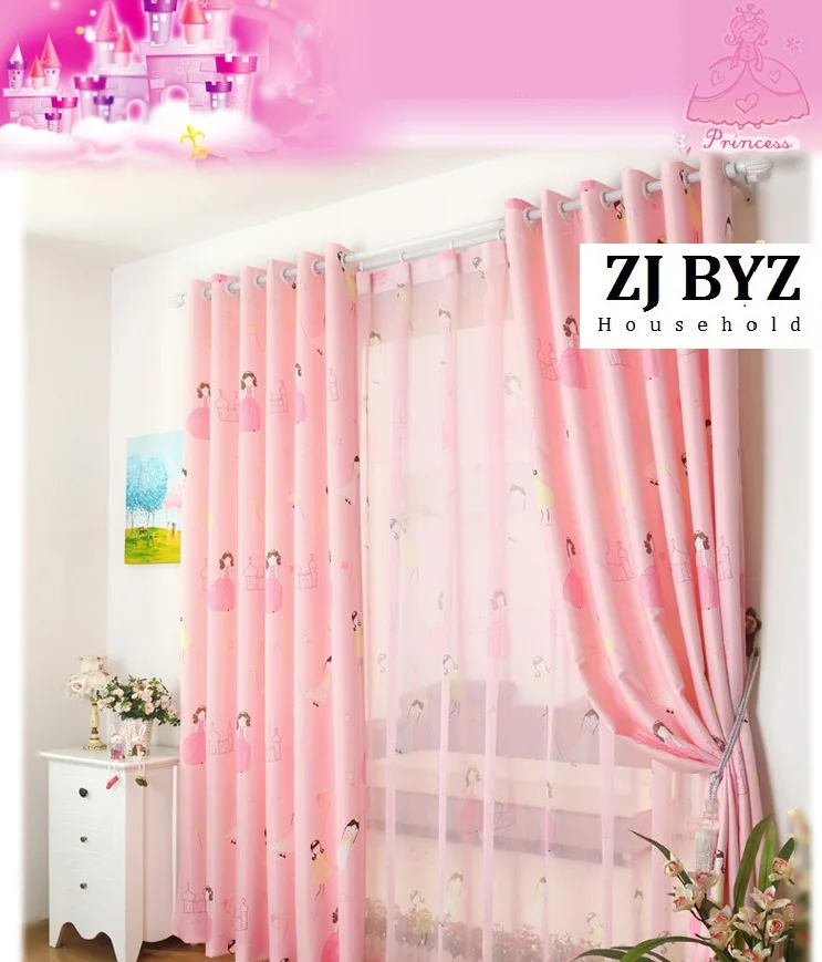 Cute cartoon custom green shading cloth curtains for living room windows dining bedroom children room princess castle 21