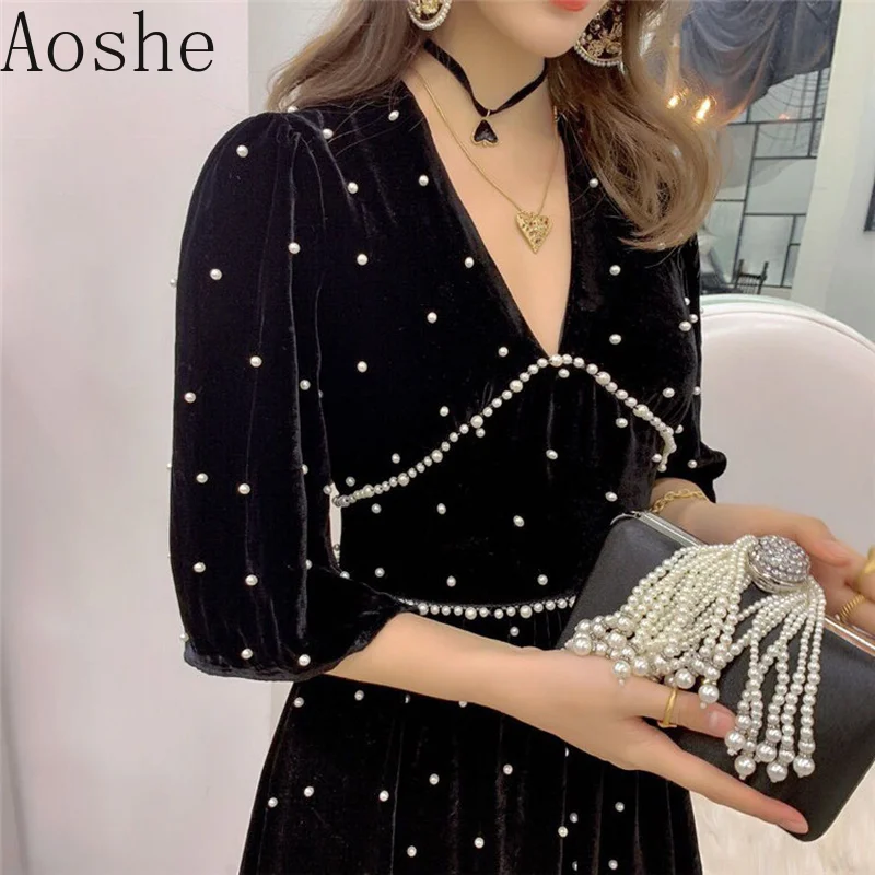 New V-neck Hand-ordered Pearl Short Sleeve Medium-and-Long Famous Violet Dresses in 2019
New V-neck Hand-ordered Pearl Short Sleeve Medium-and-Long Famous Violet Dresses in 2019