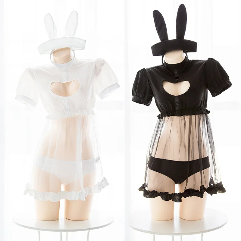 Kawaii Bunny Girl Heart Hollow Out Perspective Sexy Women Cosplay Cute Nurse's Uniform Set Whith Tail Lingerie Suit Black+white
Kawaii Bunny Girl Heart Hollow Out Perspective Sexy Women Cosplay Cute Nurse's Uniform Set Whith Tail Lingerie Suit Black+white