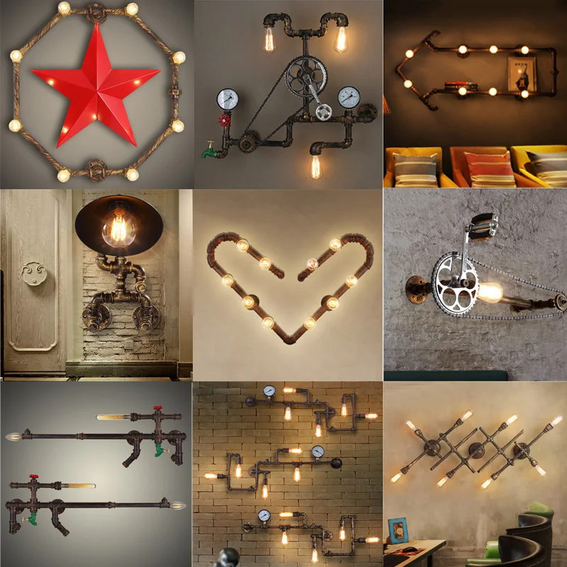 American style retro industrial wind passageway creative living room balcony iron water tube wall lamp
American style retro industrial wind passageway creative living room balcony iron water tube wall lamp