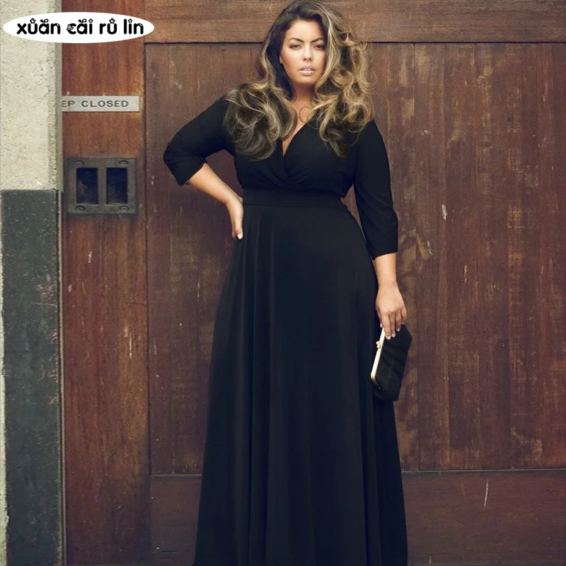 PLUS size blaCK runway autumn tunic dress for fat 2018 women high quality long sleeve maxi elegant dress Floor Length vestidos
PLUS size blaCK runway autumn tunic dress for fat 2018 women high quality long sleeve maxi elegant dress Floor Length vestidos