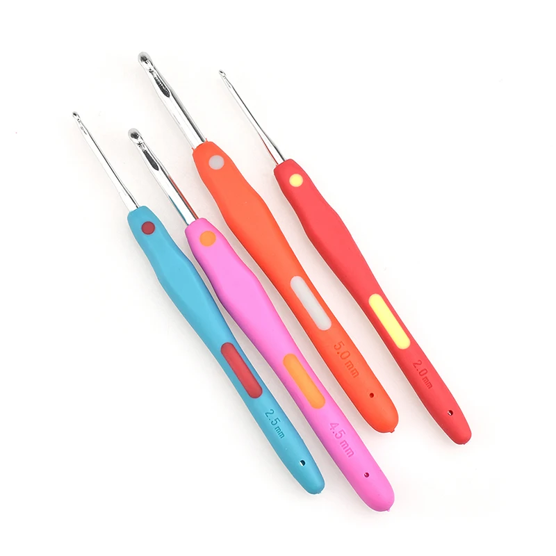 9pcs 2-6mm Mix Sizes Crochet Hook Set With Organizer Ergonomic Grip Crochet Hook Soft Rubber TPR DIY Handle Knitting Needles (17)