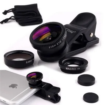 GETIHU Universal Fisheye 3 in 1 Wide Angle Macro Lens Smartphone Mobile Phone lenses