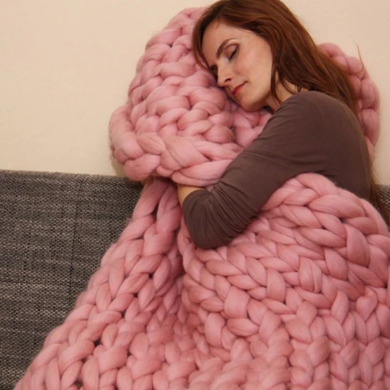 Hand Chunky Knitted Blanket Large Soft Warm Winter Bed Sofa Blanket Thick Yarn Merino Wool Bulky Knitting Blanket Home textile
Hand Chunky Knitted Blanket Large Soft Warm Winter Bed Sofa Blanket Thick Yarn Merino Wool Bulky Knitting Blanket Home textile