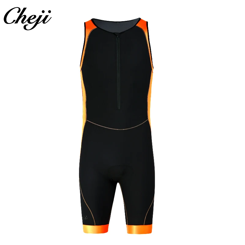 CHEJI Custom Pro Triathlon Suit Men Women Sleeveless Cycling Skinsuit With Back Pocket Quick Dry Bike Wear
CHEJI Custom Pro Triathlon Suit Men Women Sleeveless Cycling Skinsuit With Back Pocket Quick Dry Bike Wear