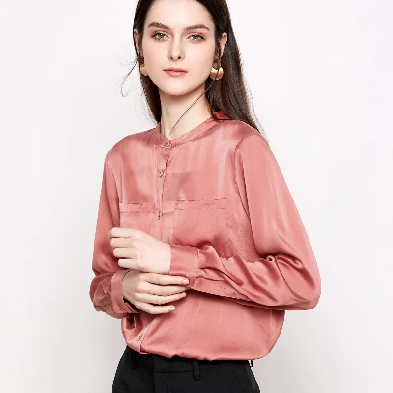 Women 19M Real Heavy Silk Shirt Long-sleeve Stand Collar Top 100% Mulberry Silk Satin Pockets Blouse M L XL FREE SHIPPING
Women 19M Real Heavy Silk Shirt Long-sleeve Stand Collar Top 100% Mulberry Silk Satin Pockets Blouse M L XL FREE SHIPPING