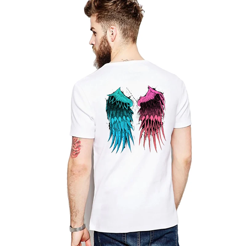 New spring summer T-shirts men unique angel wings back printing short sleeve Colored wings Design
New spring summer T-shirts men unique angel wings back printing short sleeve Colored wings Design