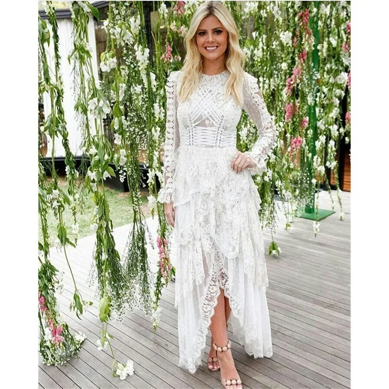 High Quality Embroidery Asymmetric Lace Woman Dress Mesh Patchwork Elegant Hollow Out Dress Vestidos Casual Vocation Party Dress
High Quality Embroidery Asymmetric Lace Woman Dress Mesh Patchwork Elegant Hollow Out Dress Vestidos Casual Vocation Party Dress