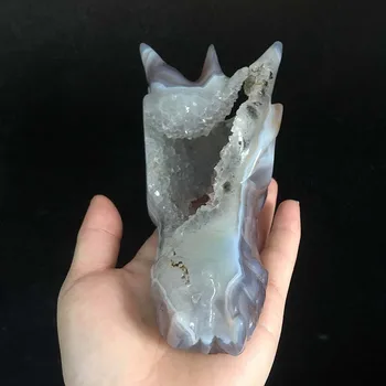 Free shipping 0.47kg Unique magic ornament hand carved natural agate geode crystal dragon head skull MJP
Free shipping 0.47kg Unique magic ornament hand carved natural agate geode crystal dragon head skull MJP