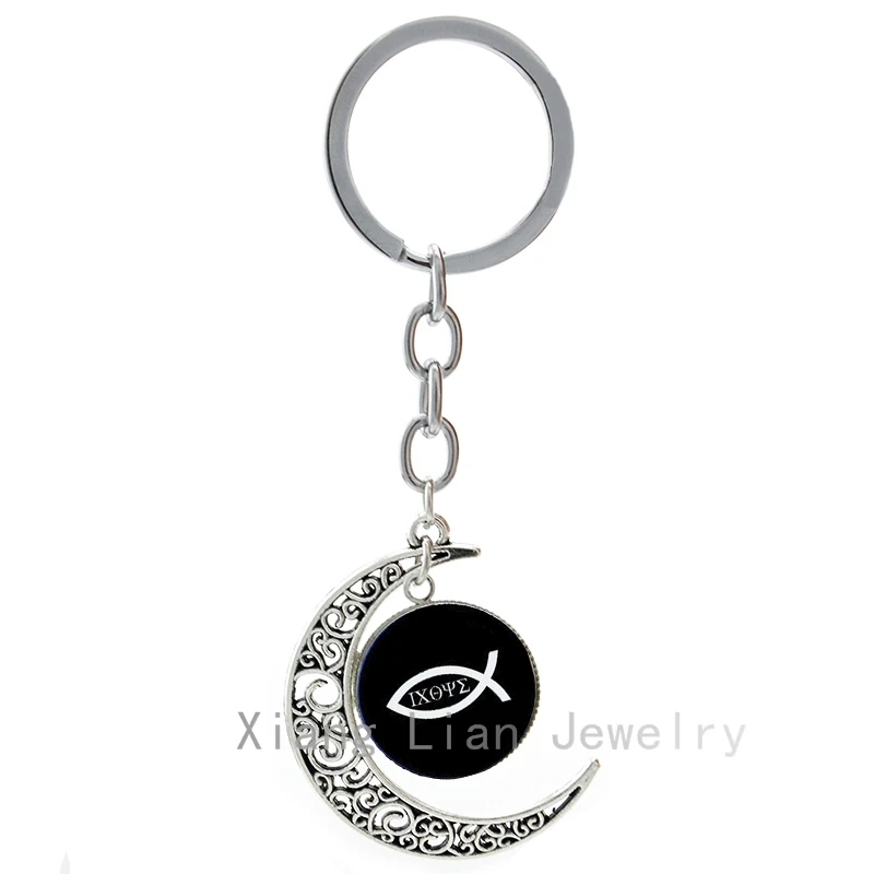 Christian Fish keychain Ichthus christian jesus fish art pture handmade moon pendant key chains Religious church gifts T287
Christian Fish keychain Ichthus christian jesus fish art pture handmade moon pendant key chains Religious church gifts T287