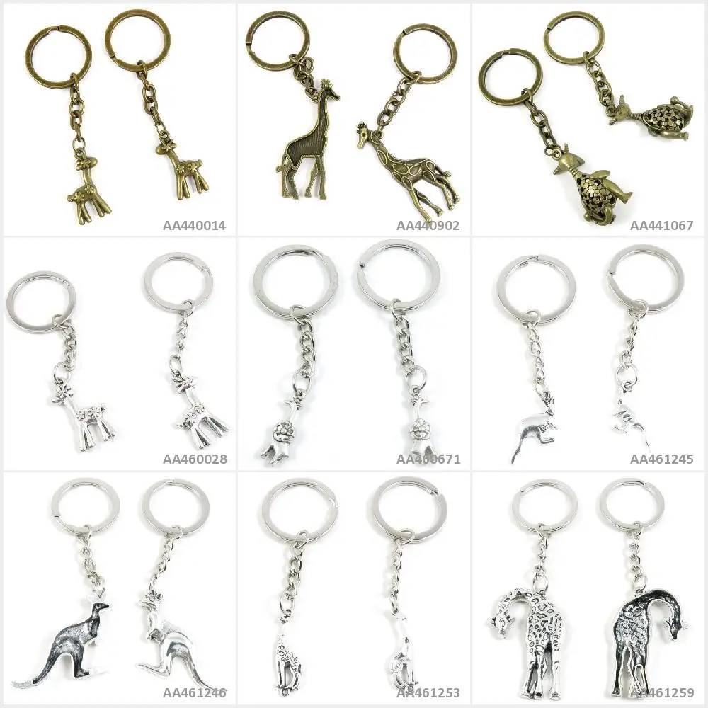 Antique Bronze Silver Tone Keychain Keyring Keytag Giraffe Connector Kangaroo Mother And Child Sika Deer Hollow Key Chain Charms | Украшения