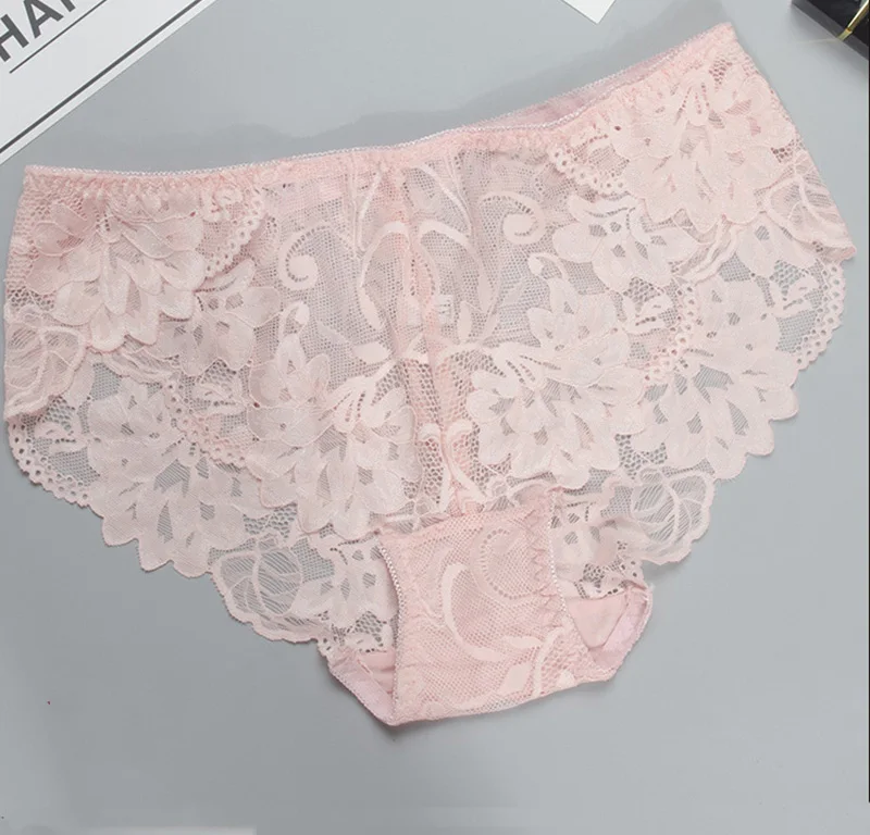 Jerrinut Full Lace Panty For Women Plus Size XL XXL XXXL XXXXL Briefs Underwear Lingerie Intiamtes Transparent Mid Waist Panties7