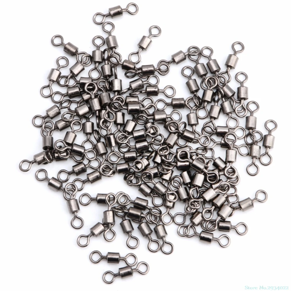 

New 100PCS/set Fishing Barrel Bearing Rolling Swivel Solid Ring LB Lures Connector Hot Drop Ship