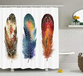 Asian Shower Curtain Asian Ethnic Feathers with Tribal Ornament Ceremonial Esoteric Print Fabric Bathroom Decor Set
Asian Shower Curtain Asian Ethnic Feathers with Tribal Ornament Ceremonial Esoteric Print Fabric Bathroom Decor Set