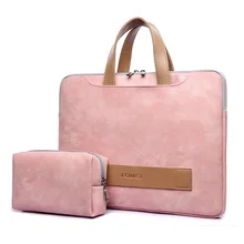 

13.3 14 15.6 PU Leather Waterproof Laptop Case for Women, notebook Bag soft shockproof Handbag include power bag