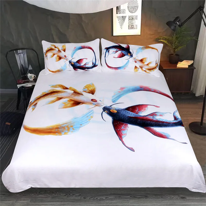 3pcs Comforter Bedding Set Duvet Cover Set Golden and Blue Bed Cover Fish Printed Quilts Bedclothes Queen King Size Bed Sheet
3pcs Comforter Bedding Set Duvet Cover Set Golden and Blue Bed Cover Fish Printed Quilts Bedclothes Queen King Size Bed Sheet