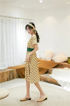 Summer Women High Waist Retro French Tunic Dress V Neck Vintage A Line Dress Yellow Green Polka Dot Holiday Dress Vestidos
Summer Women High Waist Retro French Tunic Dress V Neck Vintage A Line Dress Yellow Green Polka Dot Holiday Dress Vestidos