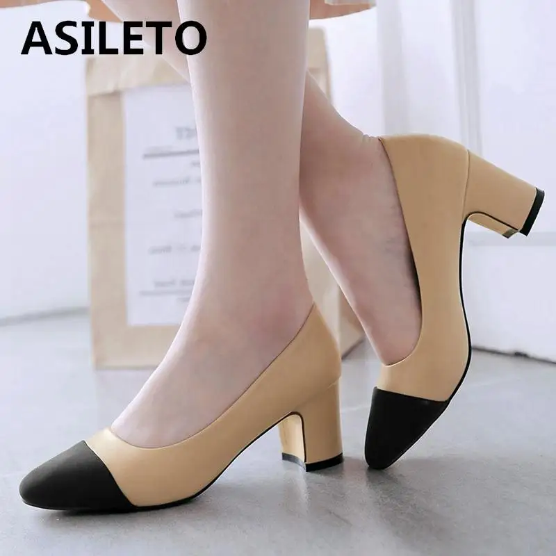ASILETO Women Thick High Heel Shoes Woman Patchwork Heels Pumps Ladies Office Daily Footwear stilettos zapatos mujer A1676
ASILETO Women Thick High Heel Shoes Woman Patchwork Heels Pumps Ladies Office Daily Footwear stilettos zapatos mujer A1676