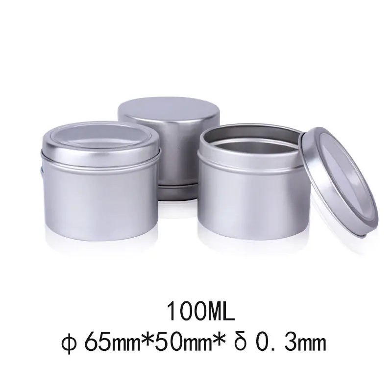 

100g Aluminum Jar Container With Window 100ml Metal Display Tin for cream, sugar, storage, display, jewelry F20173363