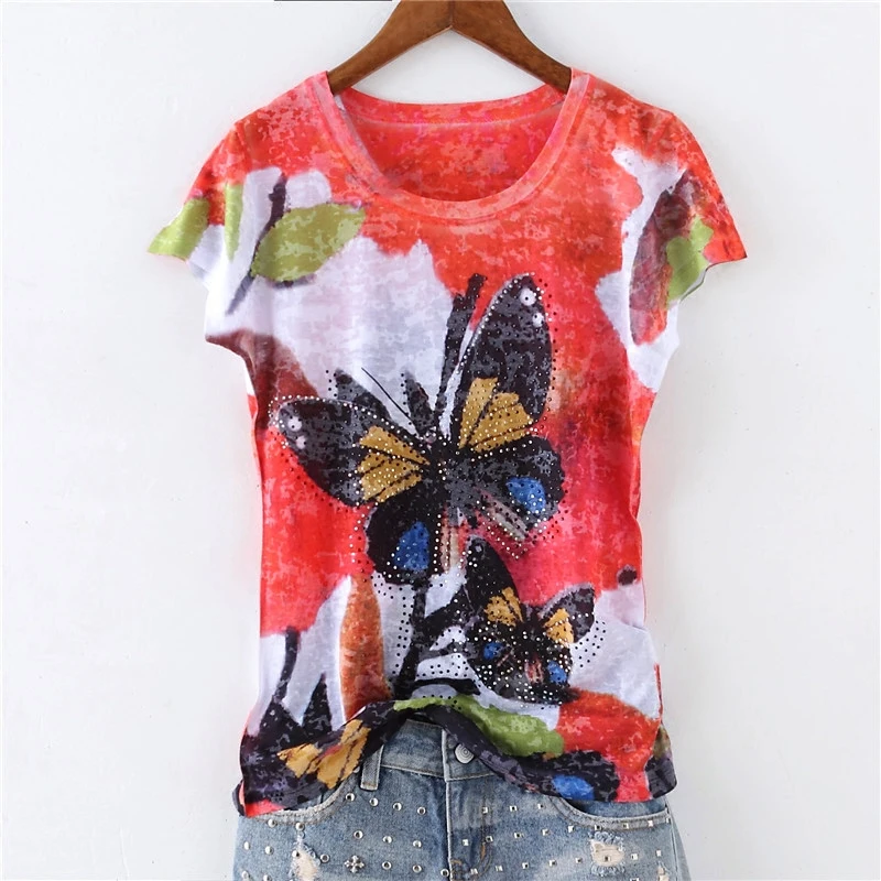 Double-sided butterfly print slim t shirt women short sleeve fashion tops 2019 new arrivals
Double-sided butterfly print slim t shirt women short sleeve fashion tops 2019 new arrivals