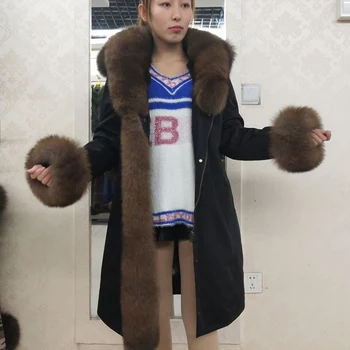 Women real mink fur liner with fox fur collar parka coat fox threshold fur jacket detachable outerwear female
Women real mink fur liner with fox fur collar parka coat fox threshold fur jacket detachable outerwear female