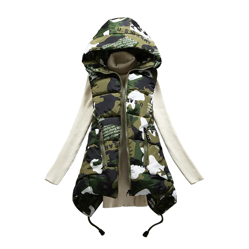 2019 New New Arrival Solid Coletes Cotton Vest Women's Winter Hooded Feather Waistcoat Female Long Paragraph Camouflage Jacket
2019 New New Arrival Solid Coletes Cotton Vest Women's Winter Hooded Feather Waistcoat Female Long Paragraph Camouflage Jacket