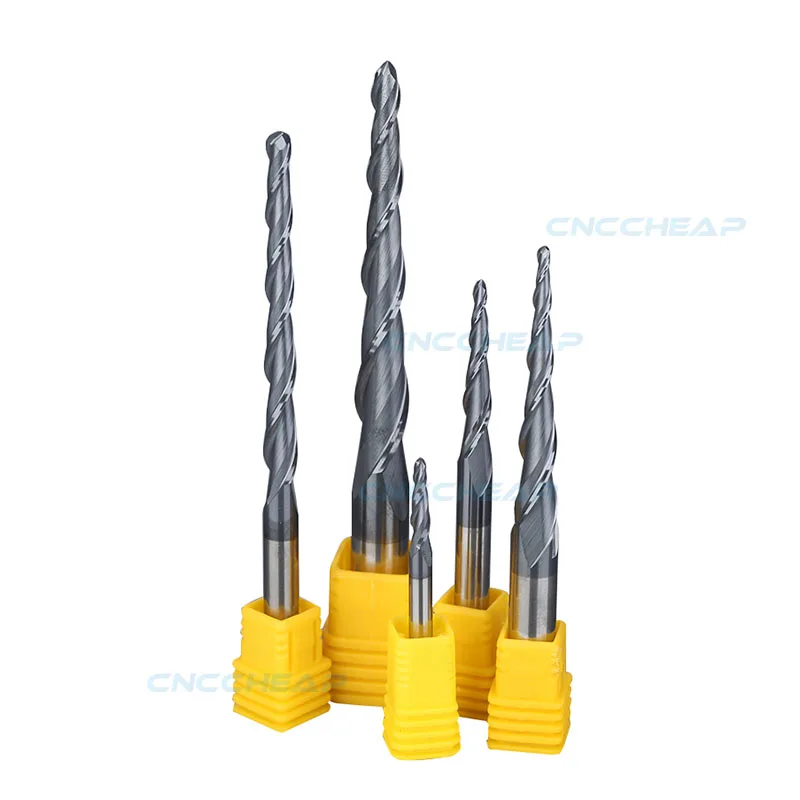 1pc HRC55 tapered ball nose end mill R0.25 R0.5 R0.75 R1.0 R1.5R2.0 cnc router milling cutter engraving grinding woodworking bit
1pc HRC55 tapered ball nose end mill R0.25 R0.5 R0.75 R1.0 R1.5R2.0 cnc router milling cutter engraving grinding woodworking bit