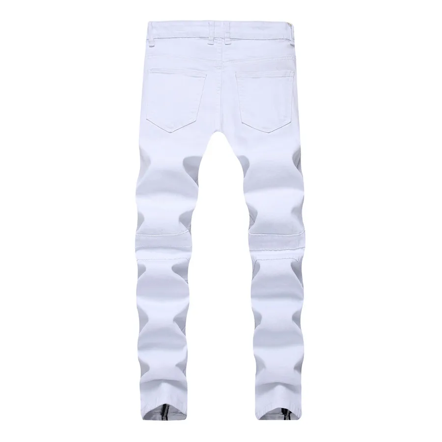 New Skinny Biker Jeans Men Motorcycle Stretch Cargo Denim Jeans with Zippers Pleated Slim Jean Mens Plus Size 40 42 Pants New Skinny Biker Jeans Men Motorcycle Stretch Cargo Denim Jeans with Zippers Pleated Slim Jean Mens Plus Size 40 42 Pants