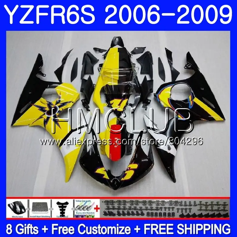 Body For YAMAHA Yellow black YZF R6 S YZF600 YZFR6S 06 07 08 09 114HM.16 YZF-600 YZF-R6S YZF R6S 2006 2007 2008 2009 Fairing Kit
Body For YAMAHA Yellow black YZF R6 S YZF600 YZFR6S 06 07 08 09 114HM.16 YZF-600 YZF-R6S YZF R6S 2006 2007 2008 2009 Fairing Kit