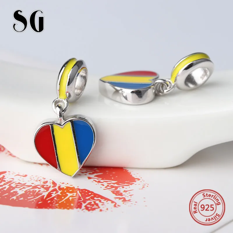 SG Silver 925 Original Antique Romanian flag Charms Beads with colorful enamel Fit Authentic pandora Bracelet Jewelry girl Gift
SG Silver 925 Original Antique Romanian flag Charms Beads with colorful enamel Fit Authentic pandora Bracelet Jewelry girl Gift