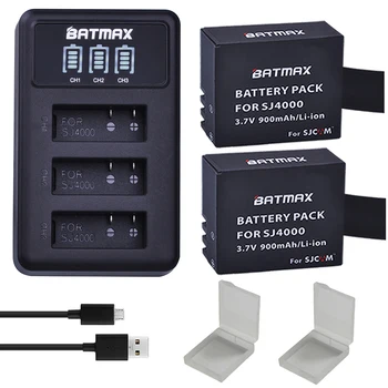 

Batmax 2Pc SJCAM SJ4000 Camera Battery+3-Port LED USB Charger for SJ4000 SJ5000 SJ6000 SJ7000 SJ8000 SJ9000 SJ M10 Action Camera
