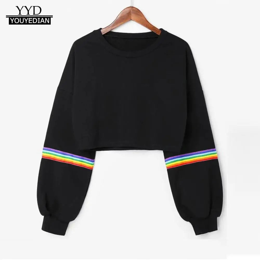 Moletom Rainbow Womens Long Sleeve Striped Crop Short Sweatshirt Jumper Black Pullover Top Clothes Hoodies Women sudadera mujer
Moletom Rainbow Womens Long Sleeve Striped Crop Short Sweatshirt Jumper Black Pullover Top Clothes Hoodies Women sudadera mujer