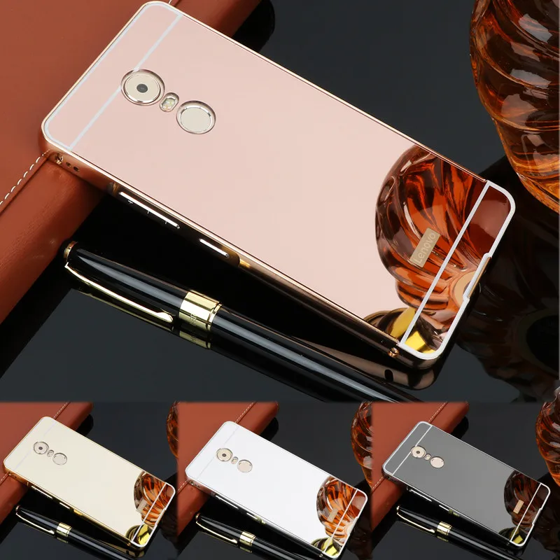 Чехол Lenovo Vibe K6 Note K6Note с металлической рамкой и зеркальной задней крышкой Жесткий