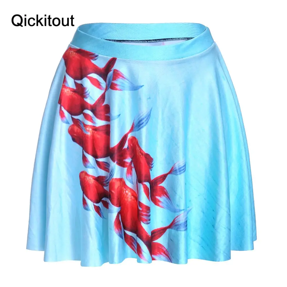 Горячая Распродажа женская юбка красная Золотая рыбка небесно-голубой цифровой