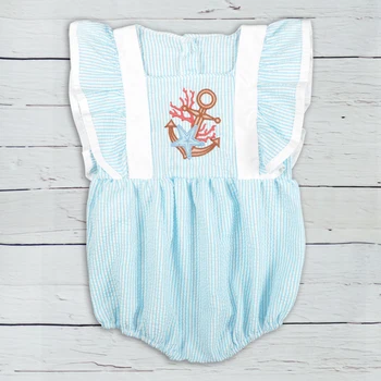 Seersucker Toddler Clothing Summer Embroidery Sleeveless Striped Ruffle Boutique Romper With Girl Set GPF903-503-HY
Seersucker Toddler Clothing Summer Embroidery Sleeveless Striped Ruffle Boutique Romper With Girl Set GPF903-503-HY